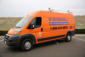 911 restoration water damage mold remediation fire damage person van wideangle