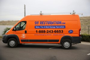 911 restoration water damage mold remediation fire damage person van wideangle